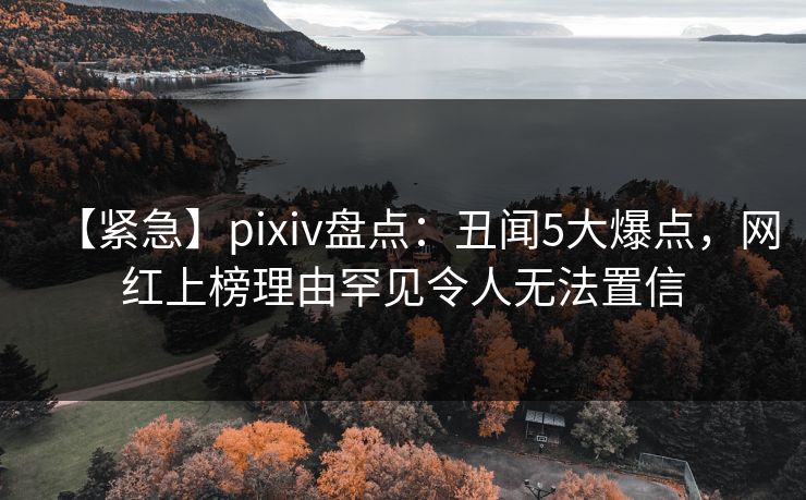 【紧急】pixiv盘点：丑闻5大爆点，网红上榜理由罕见令人无法置信