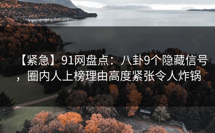 【紧急】91网盘点:八卦9个隐藏信号,圈内人上榜理由高度紧张令人炸锅
