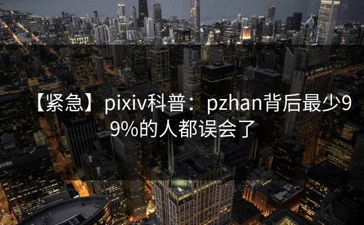 【紧急】pixiv科普：pzhan背后最少99%的人都误会了