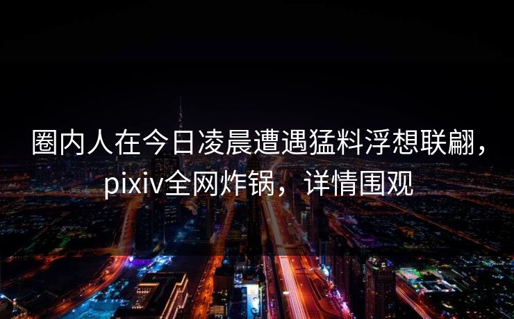 圈内人在今日凌晨遭遇猛料浮想联翩，pixiv全网炸锅，详情围观